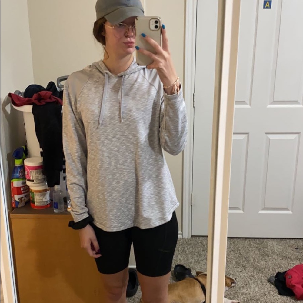 Grey pull over hoodie